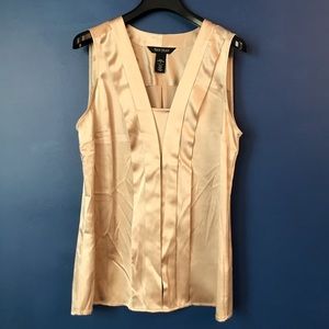 White House Black Market Golden Silk Stretch Sleeveless Blouse Size S